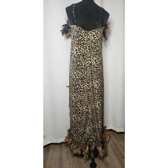 Vintage Leopard Costume Dress Maxi Sleeveless Dress Halloween Glam Size 8/10 - Picture 5 of 8